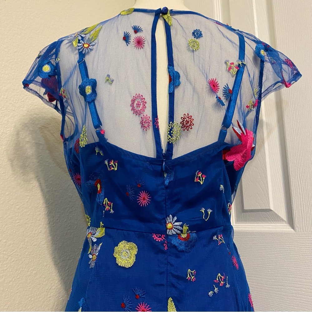 Tracy Reese for Anthropologie, Embroidered Topaz Blue Dress, Size M - Picture 10 of 12